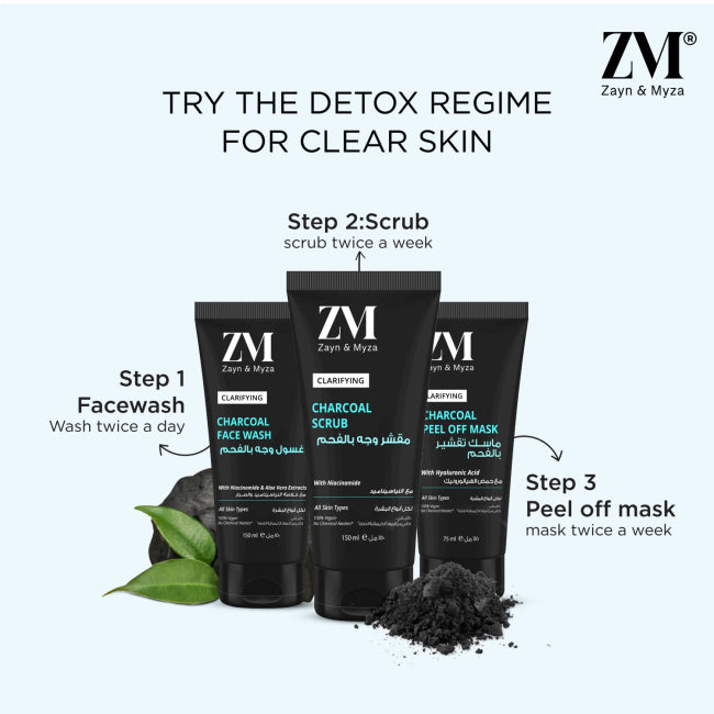 ZM Zayn & Myza Charcoal Deep Cleansing Face Wash - 150ml for Oily & Acne-Prone Skin | Detoxifying & Pore Minimizing | Daily Skincare Routine