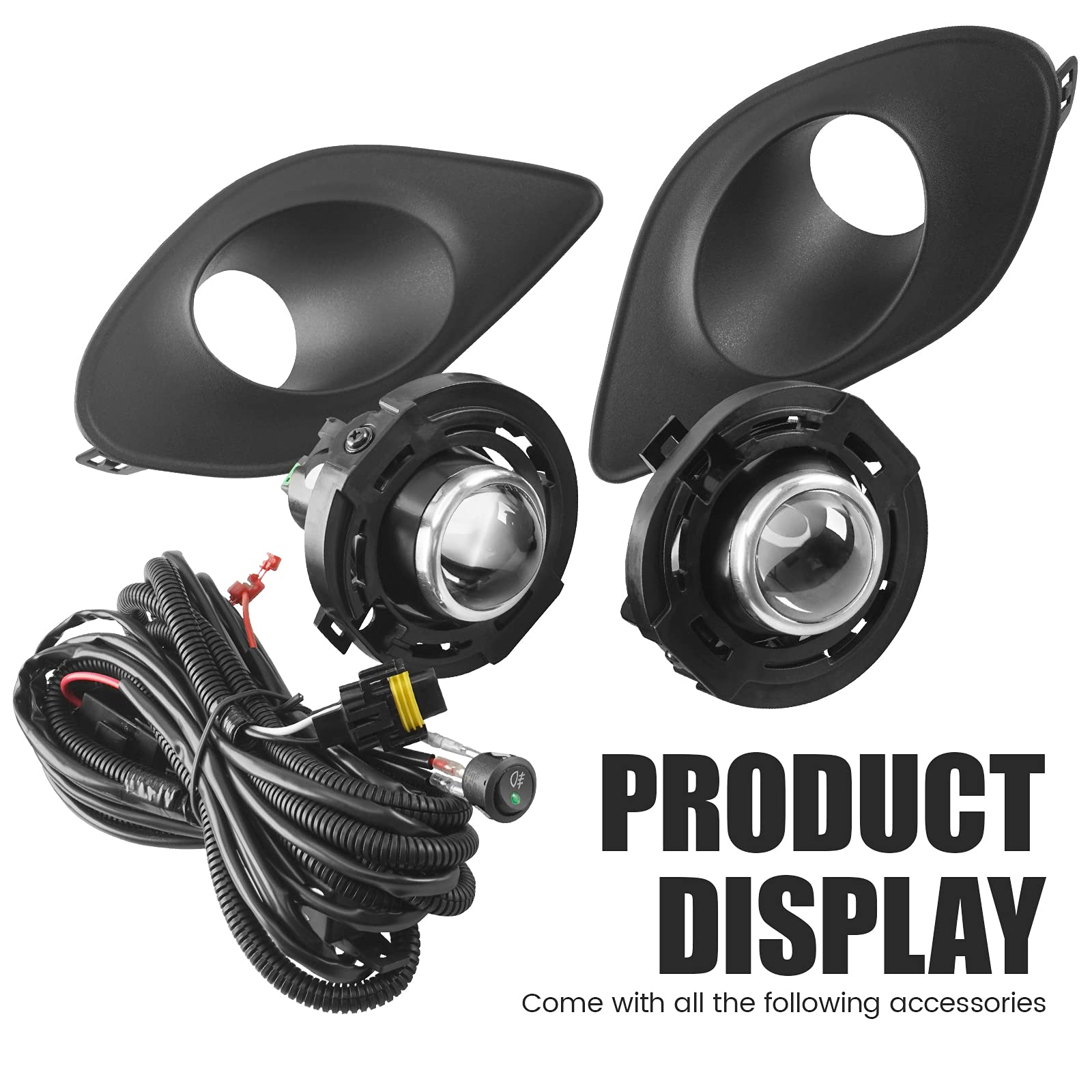 DLAA Fog Lights for Dodge Charger 2018-2021 - Front Fog Lamp Kit with Clear Lens, Wiring Cables & Switch (1 Pair) - Perfect for Night Driving, Off-Road Adventures & Enhanced Vehicle Styling