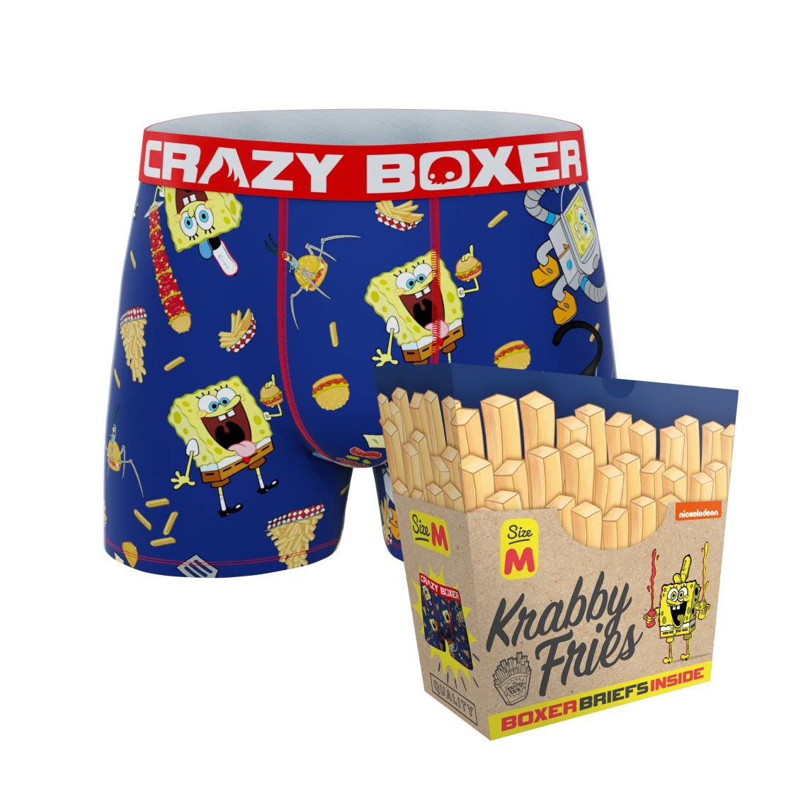 CrazyBoxer Spongebob Seahorse Men's Boxer Briefs - Soft Cotton Underwear for Comfort & Fun | Perfect for Sleepwear, Lounge Wear & Gifts