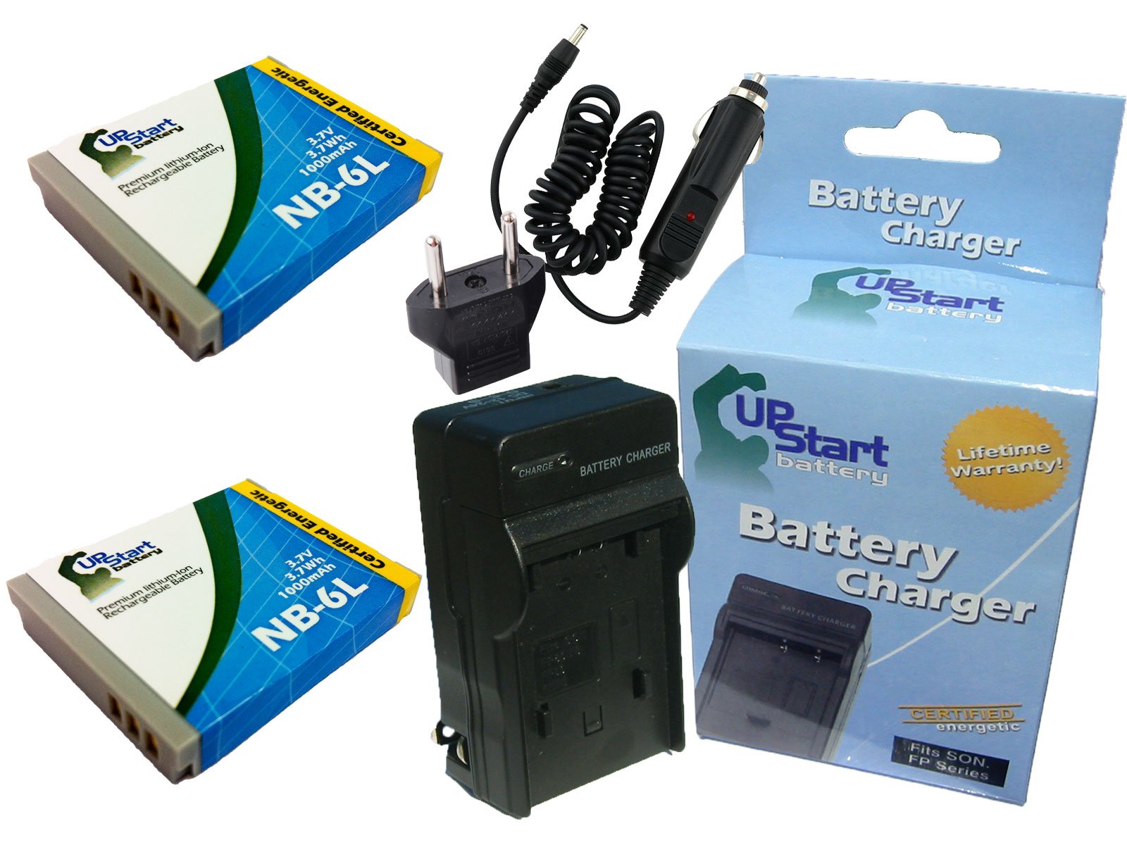 Canon NB-6L Battery & Charger Kit - 2X Pack with Car/EU Adapters - for PowerShot D20 Cameras - Perfect for Travel Photography