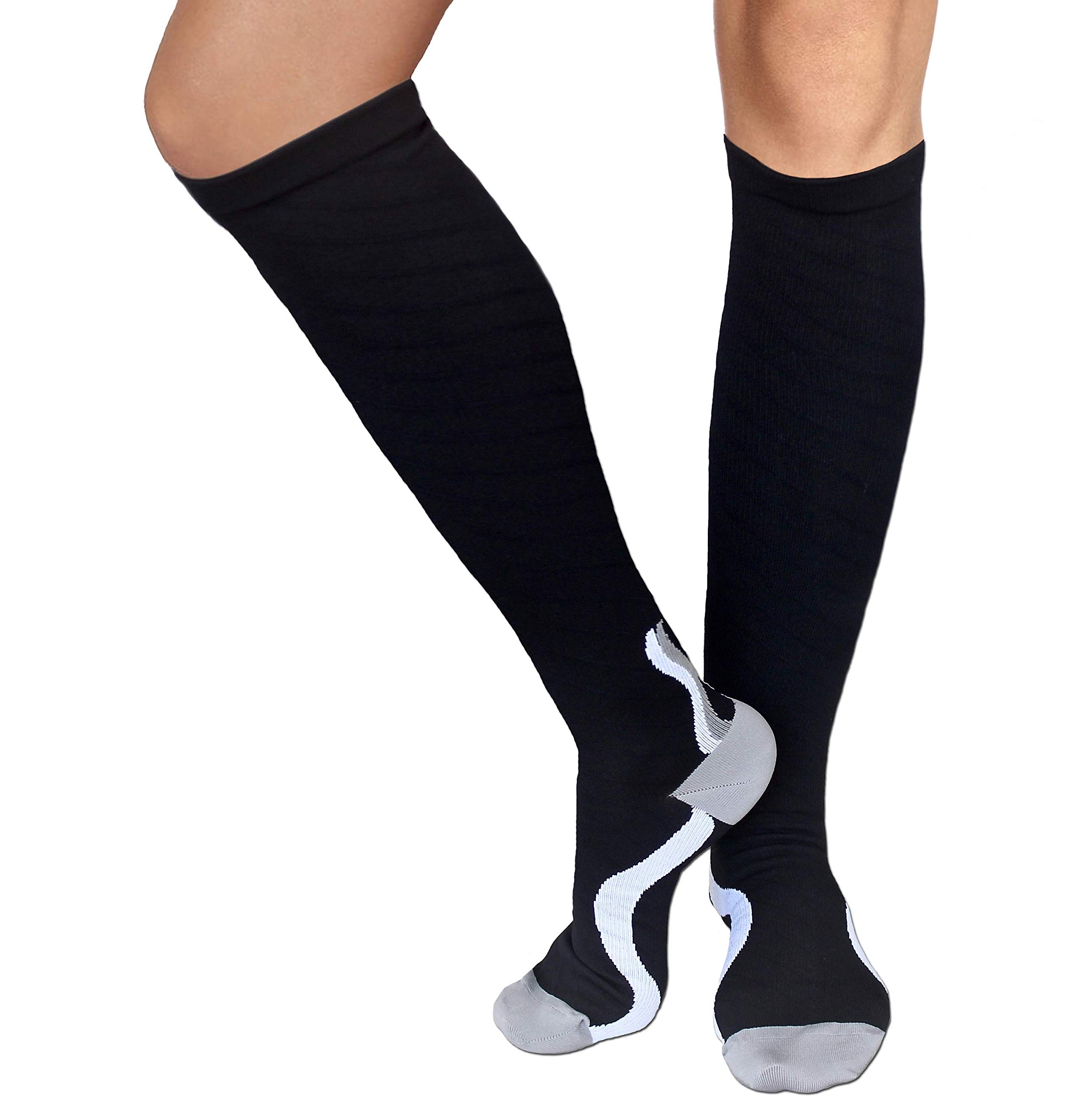 Ez Sox 20-30 mmHg Compression Socks for Men & Women - Seamless Toe Design for All-Day Comfort - Perfect for Travel, Running & Circulation Support