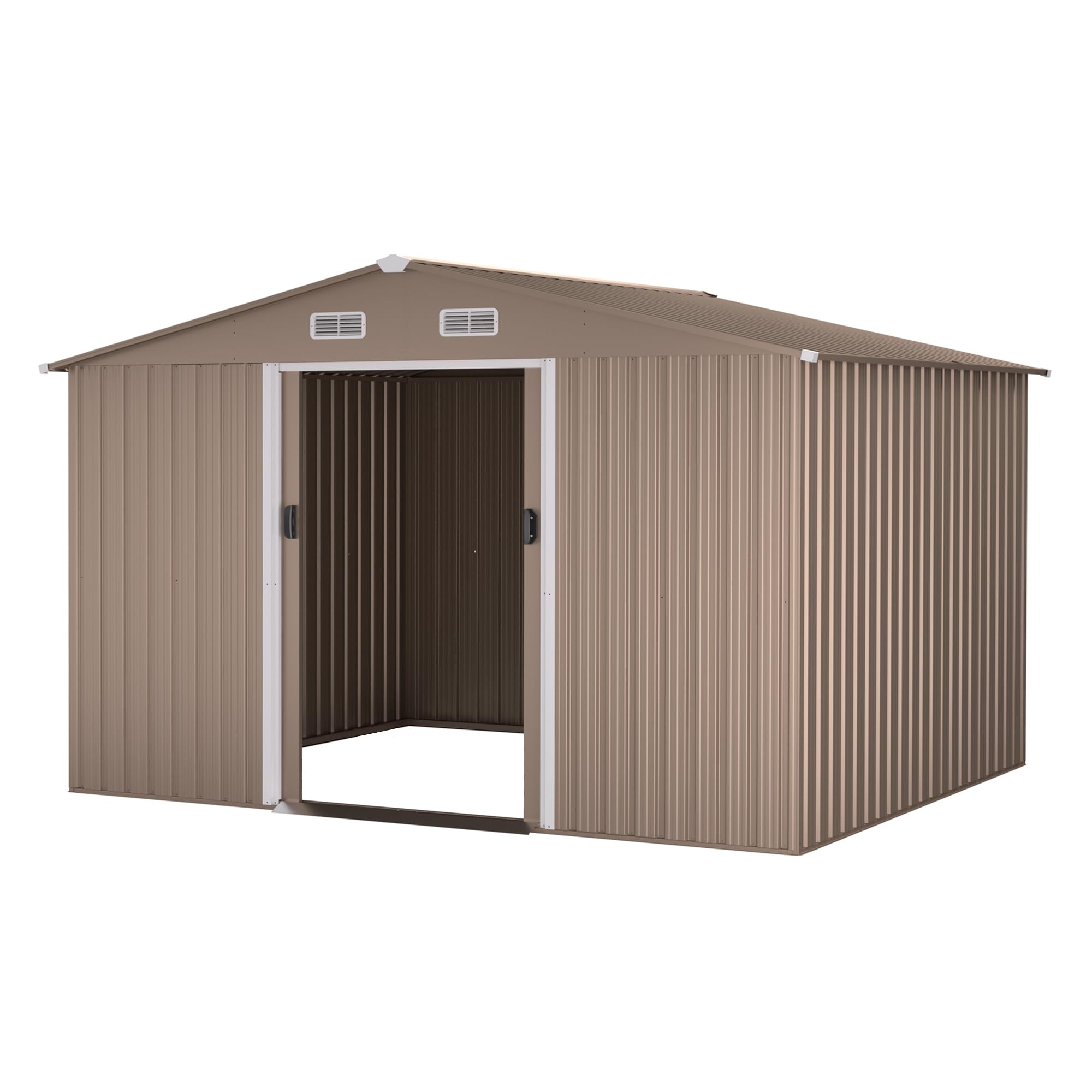 10FT x 8FT Metal Storage Shed with Lockable Sliding Doors & Air Vent - Outdoor Garden Shed for Backyard, Patio, Lawn - Perfect for Tiny House Utility, Tool Storage & Outdoor Equipment Organization