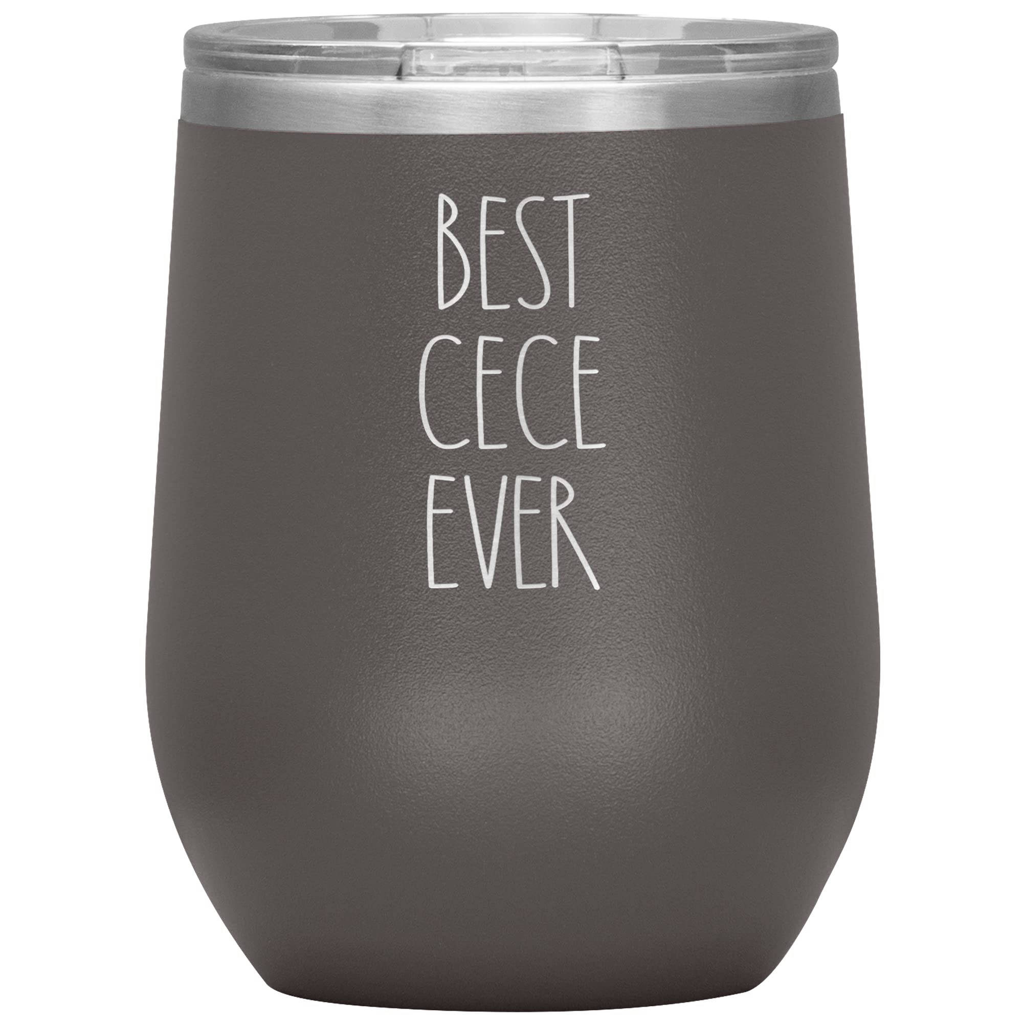 Cece Tumbler 12oz with Lid - Insulated Stainless Steel Wine Cup (12 Colors, Pewter) - Perfect Birthday Gift for Cece, Best Friend, Wine Lovers - Great for Coffee, Tea, Cocktails at Home, Office or Travel