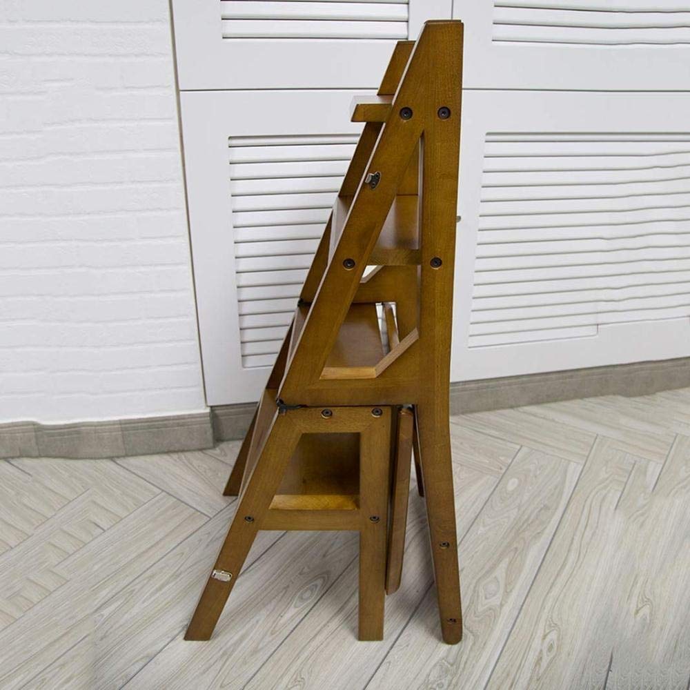 4-Step Wooden Folding Step Stool for Home - Multifunctional Safety Ladder Stool for Indoor Use, Kitchen, Bathroom & Storage