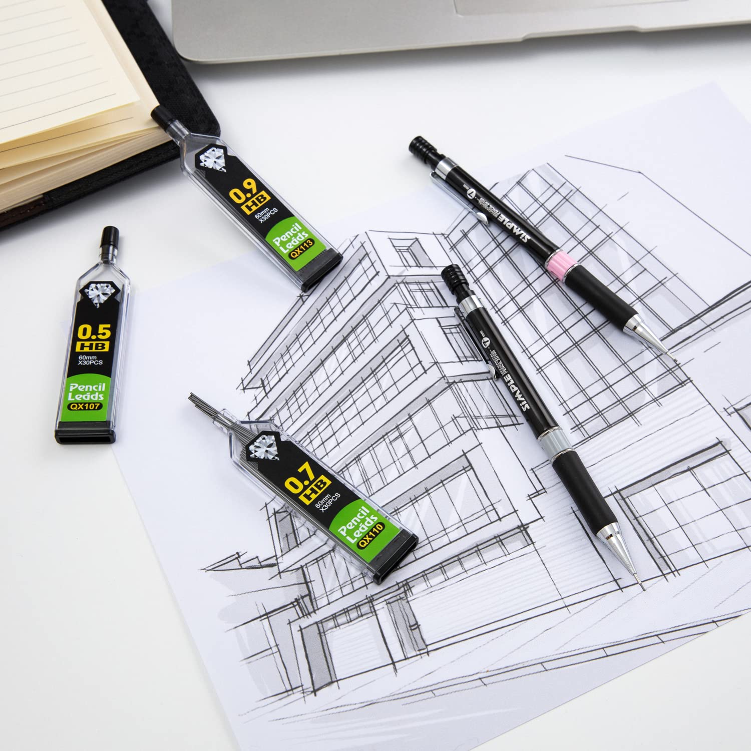 0.5mm HB Mechanical Pencil Lead Refills - 60 Pieces, Compatible with 0.5mm Drafting & Writing Pencils - Perfect for School, Office & Technical Drawing