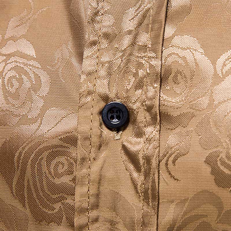 Men's Slim Fit Rose Printed Casual Shirt - Khaki Color for Spring Summer Fashion | Office Wear, Date Night & Outdoor Activities