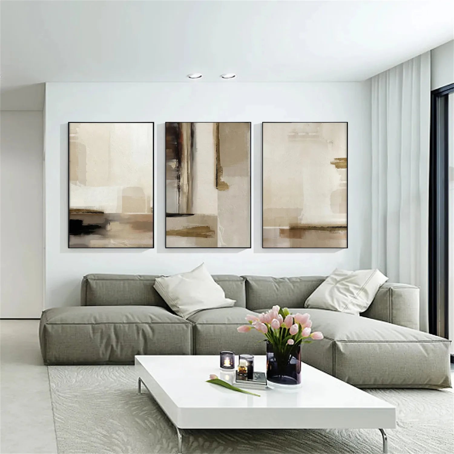 Abstract Tranquility Set of 3 Wall Art Prints - Modern Minimalist Home Decor for Living Room, Bedroom & Office - #WS175