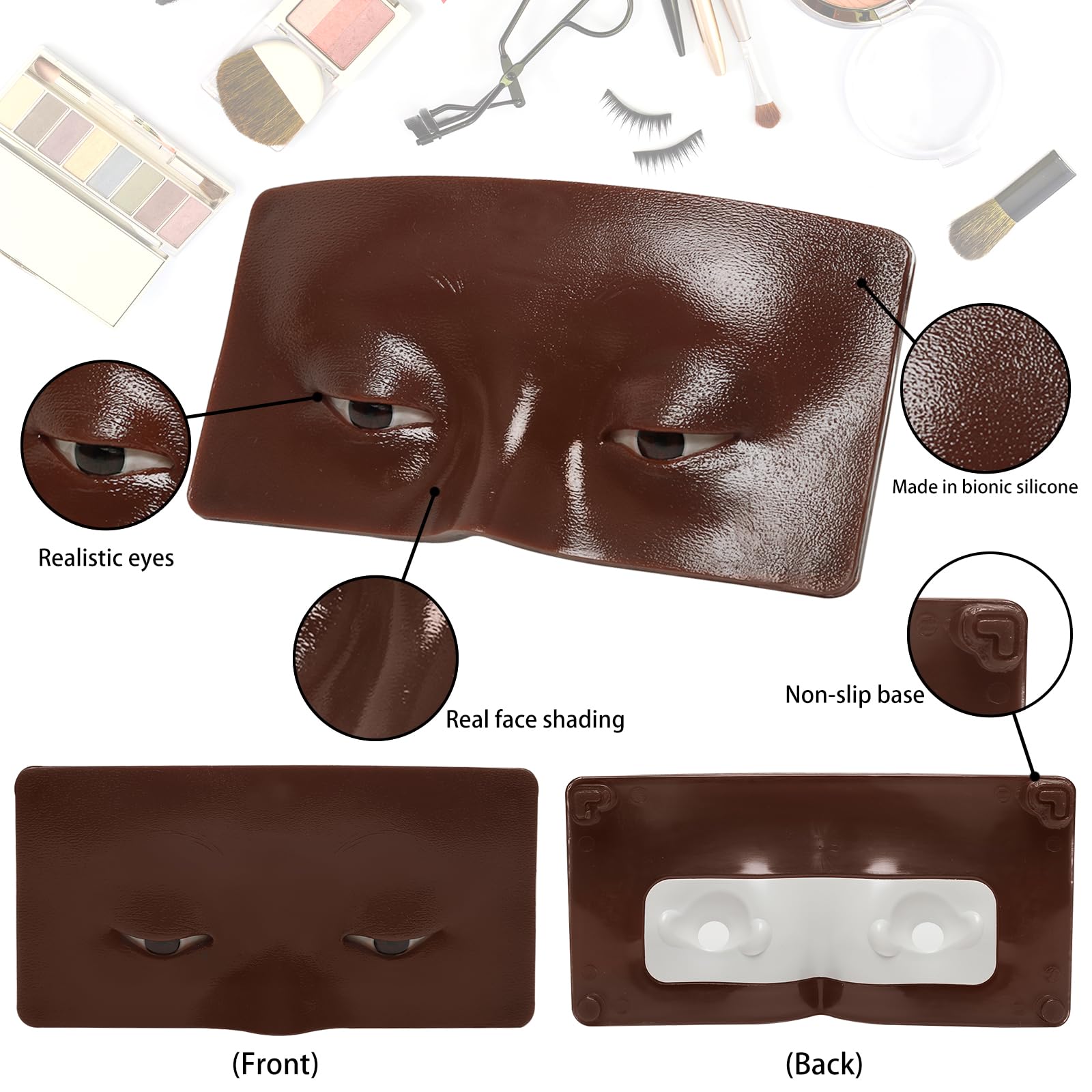 3D Eye Makeup Practice Board - Reusable Silicone Face Mannequin for Beginners | Perfect Makeup Training Tool for Eyeshadow, Eyeliner & Eyebrow Techniques | Ideal for Beauty Students, Artists & Home Practice (Black)