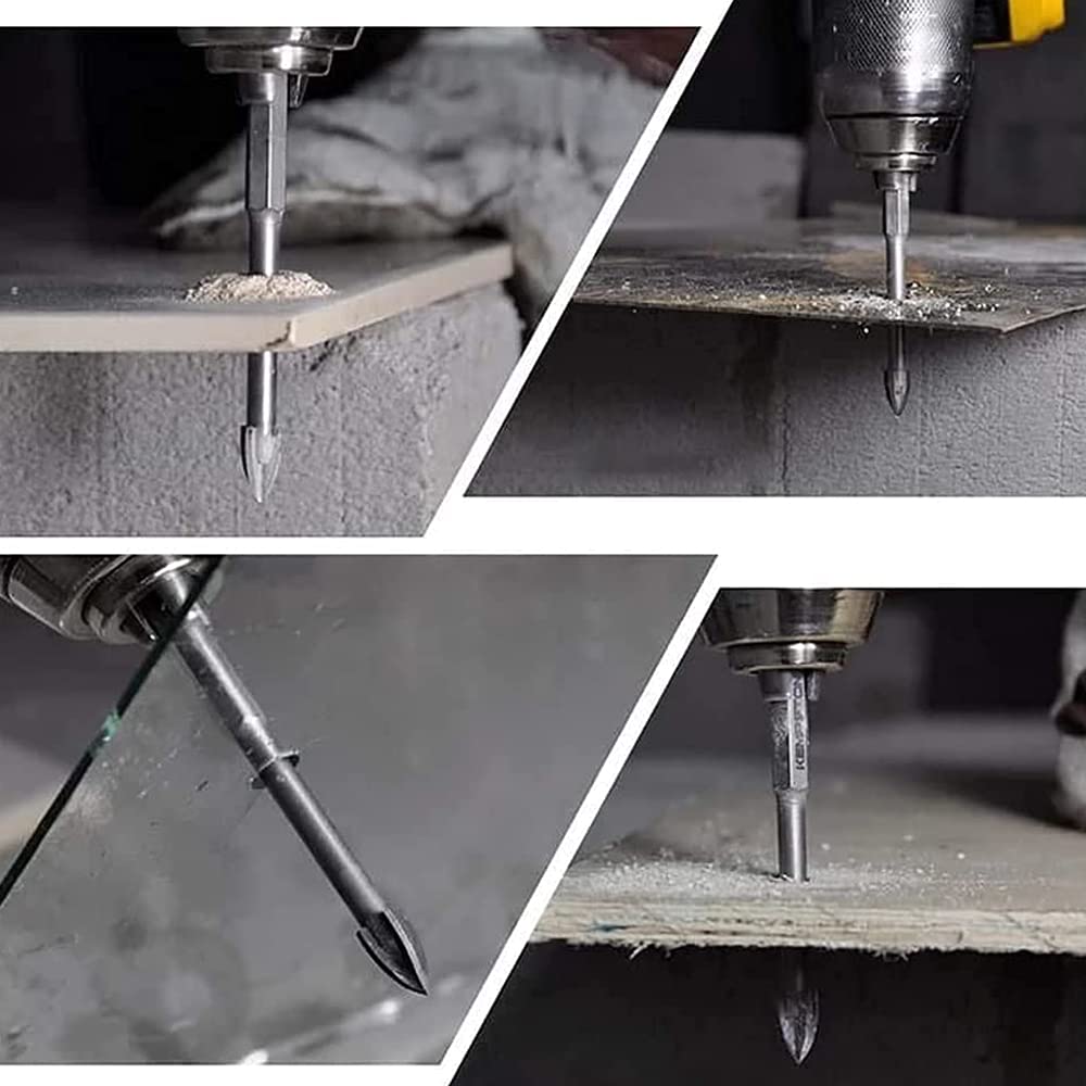 5/7PCS Titanium Alloy Drill Bit Set - Universal Multi-Purpose Drill Tap Bits for Glass, Tile, Concrete & Metal - High Efficiency Triangle & Cross Tip Tools (7PCS) - Perfect for DIY Home Projects, Construction & Woodworking