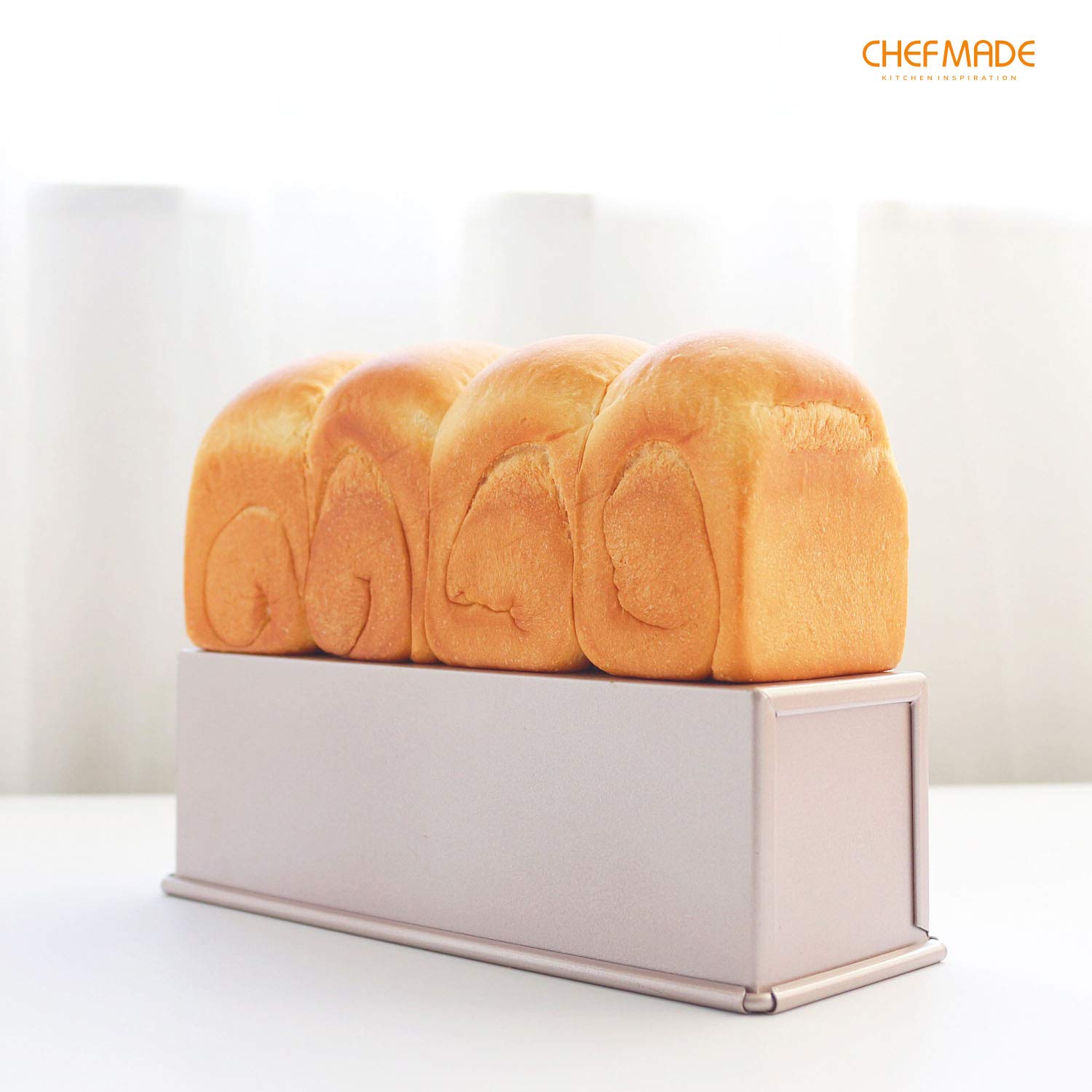 CHEFMADE Mini Pullman Loaf Pan with Lid - 0.66Lb Non-Stick Rectangular Bread Baking Pan for Homemade Sandwich, Toast & Artisan Bread (2.8