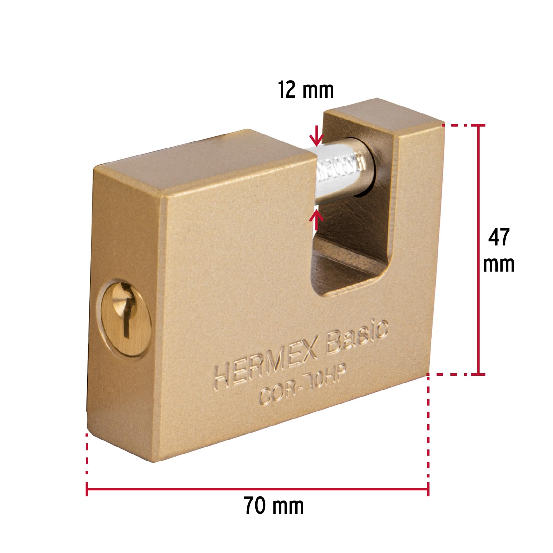 Antipalanca Padlock 70mm - Heavy Duty Iron Body Security Lock by Hermex Basic for Gates, Fences & Storage Units