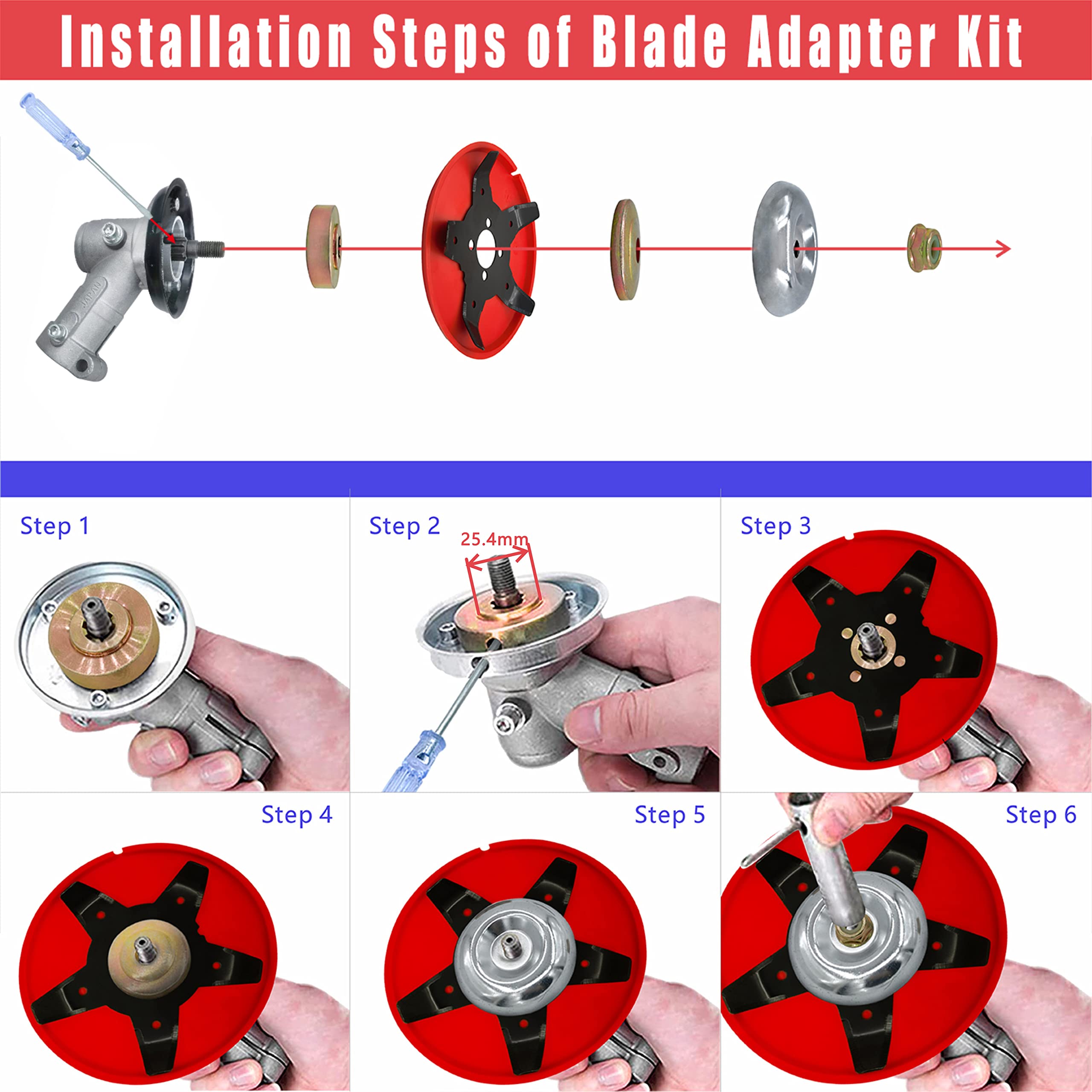 **Multifunctional Weed Trimmer Blades & Head Set - 2 Pack Replacement Cutter with Adapter Kits for Lawn Mower, Grass Trimmer & Gardening Tools | Perfect for Lawn Care, Yard Maintenance & Landscaping**