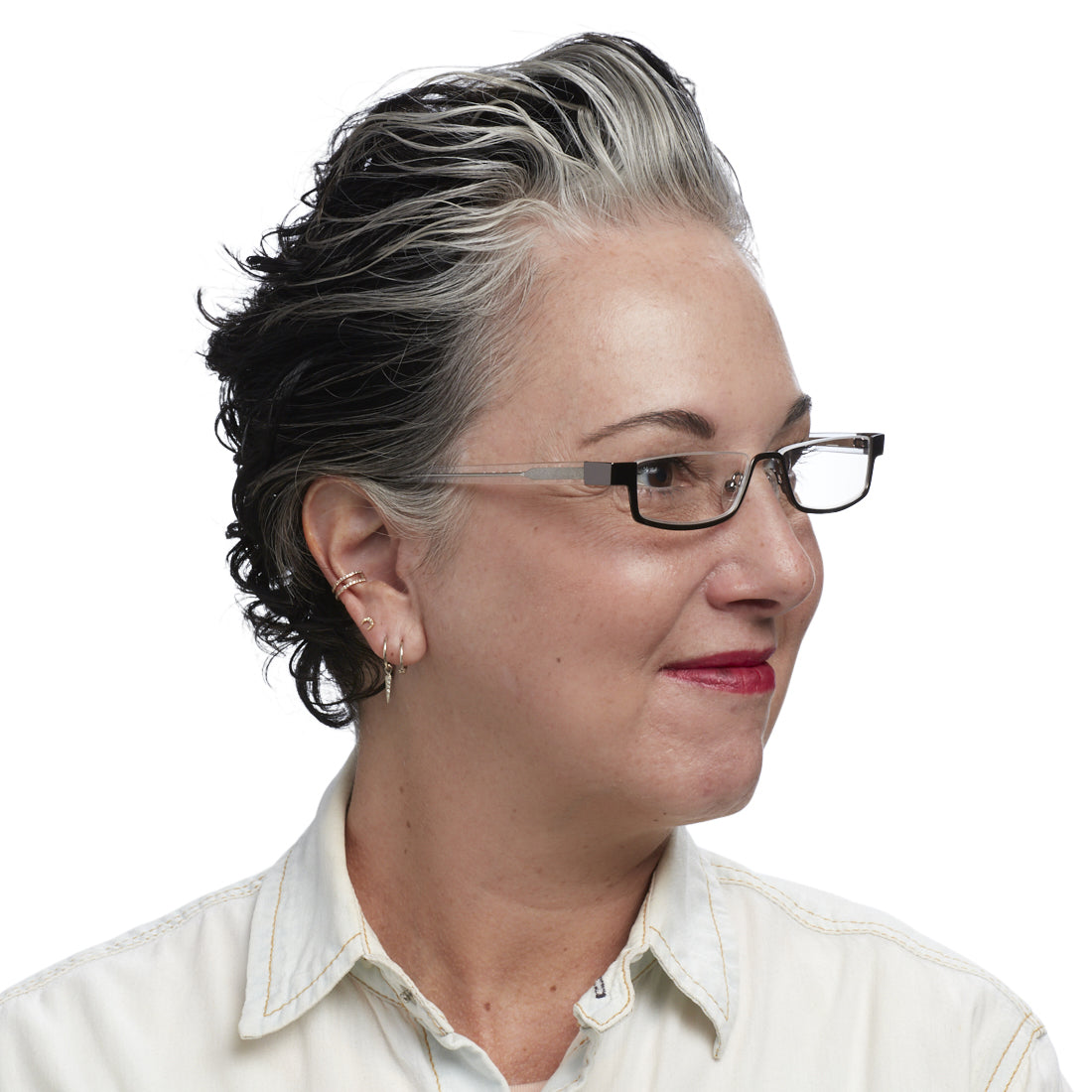 Peek Performer Color 51 Shiny Gunmetal Eyeglass Frames with Clear Crystal Temples - Stylish Reading Glasses for Women & Men, Perfect for Office, Driving, and Daily Wear