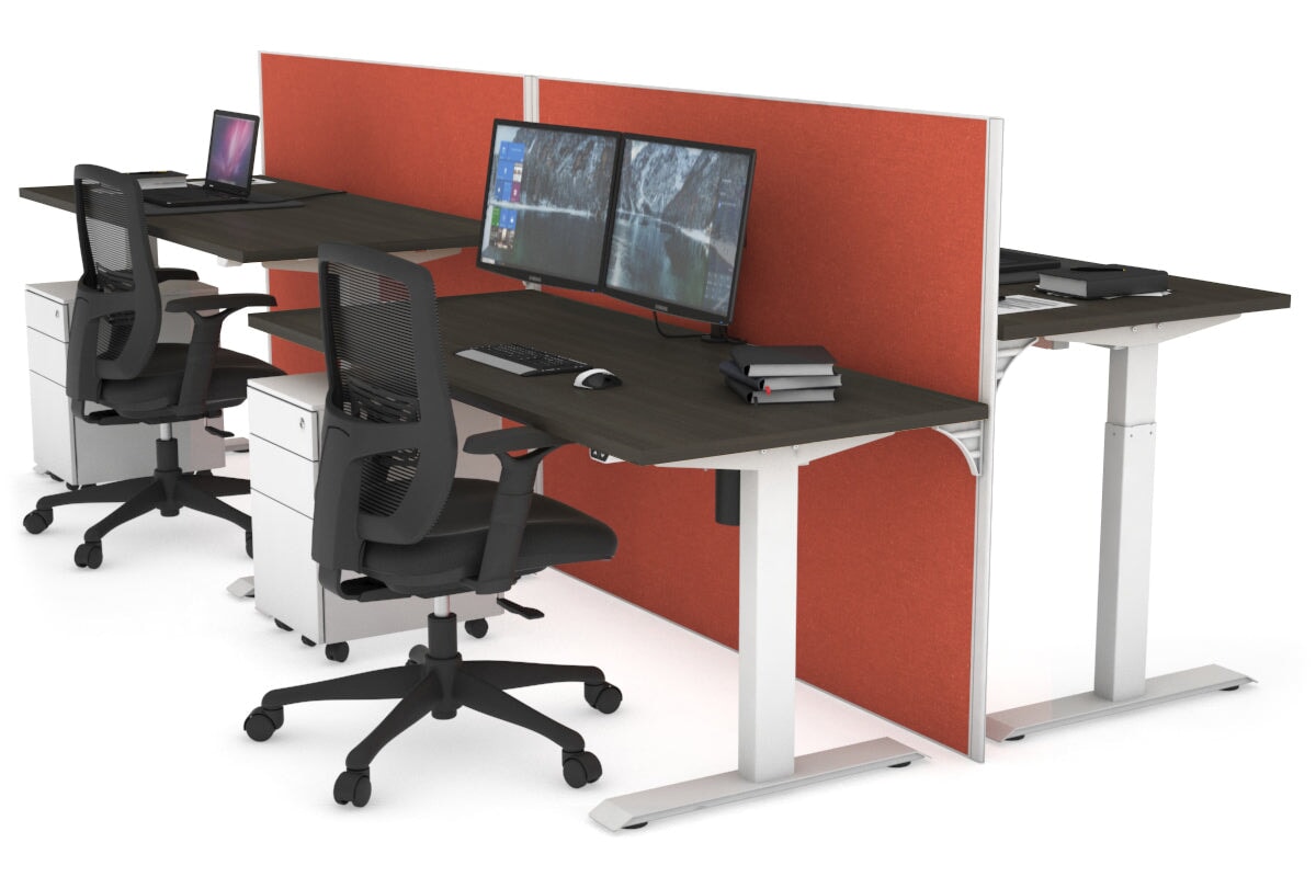 Just Right Height Adjustable 4-Person Workbench [1400L x 700W] - Heavy Duty Industrial Workstation for Factory, Warehouse & Workshop Use
