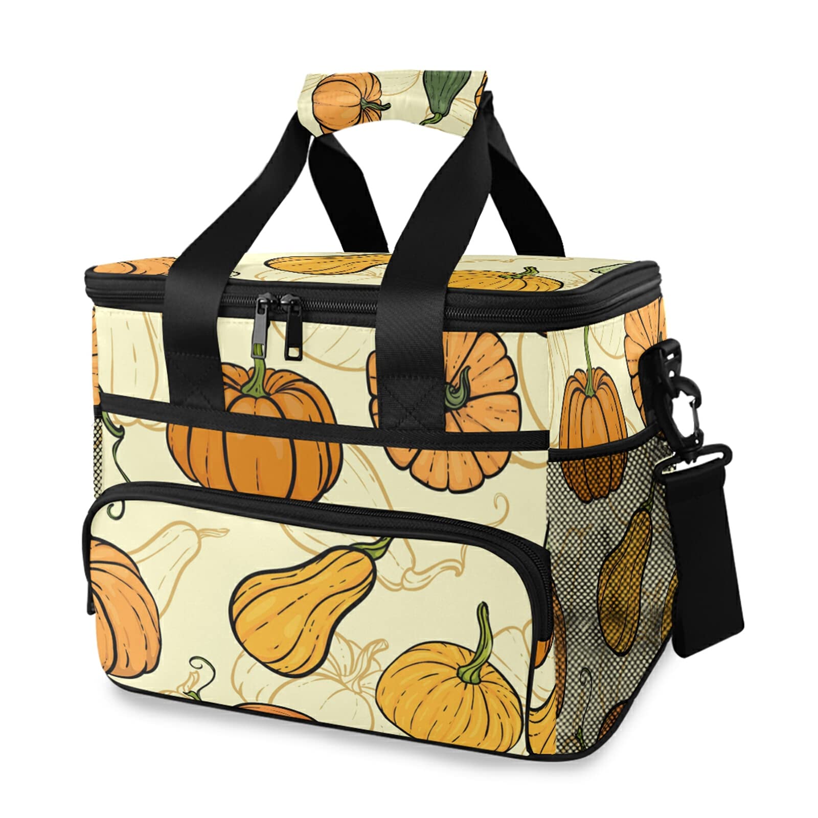 Hand Drawn Cartoon Pumpkin Lunch Bag for Women - Large Insulated Leakproof Cooler Bag for Work, Office, Travel & Outdoor Picnics - Perfect for Daily Commute, School Lunch & Camping Trips