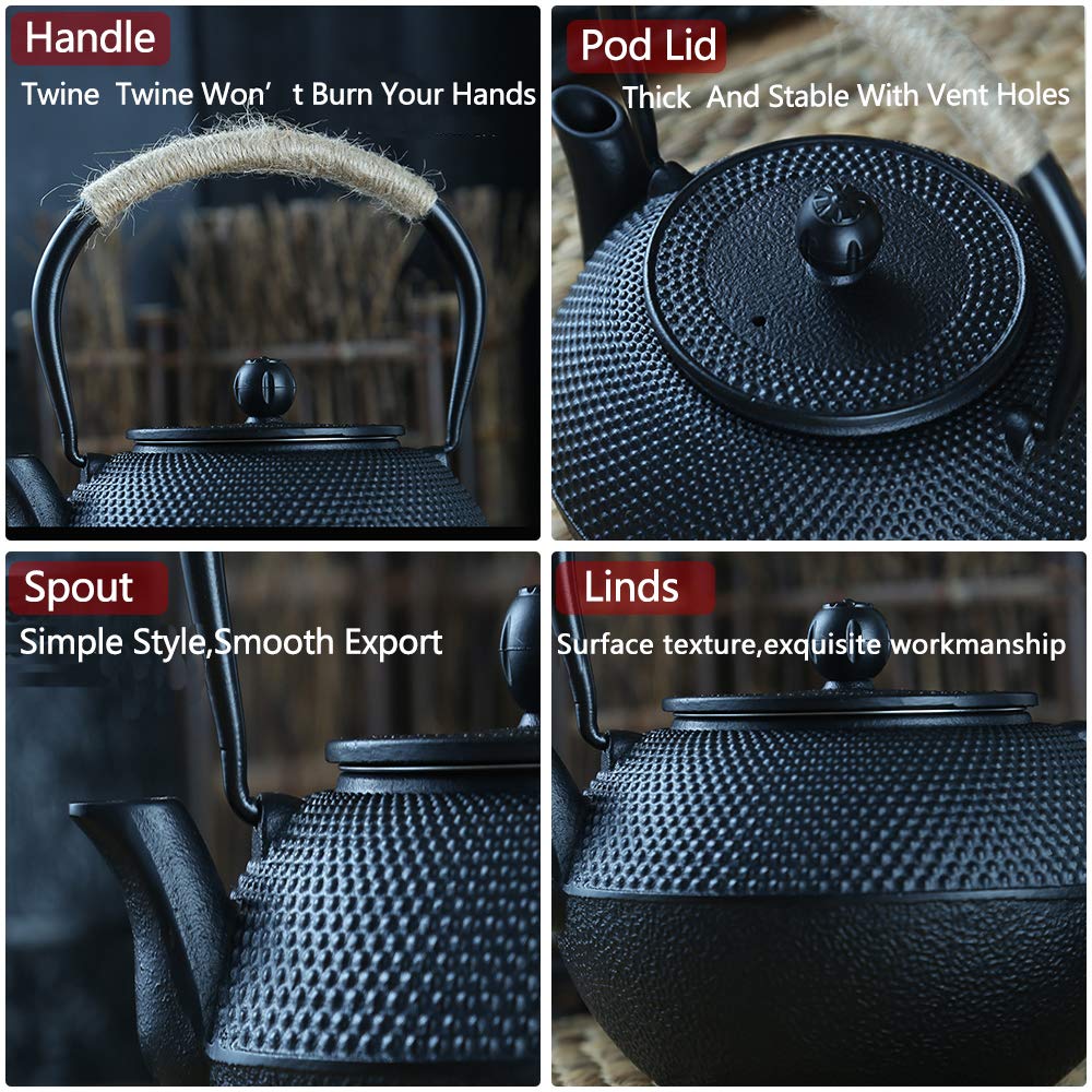 Premium Japanese Cast Iron Teapot Set with Removable Infuser - 900ml (31oz) Loose Leaf Tea Kettle for Wood Stove, Campfire & Gas Stove - Perfect for Home, Office & Outdoor Tea Ceremonies