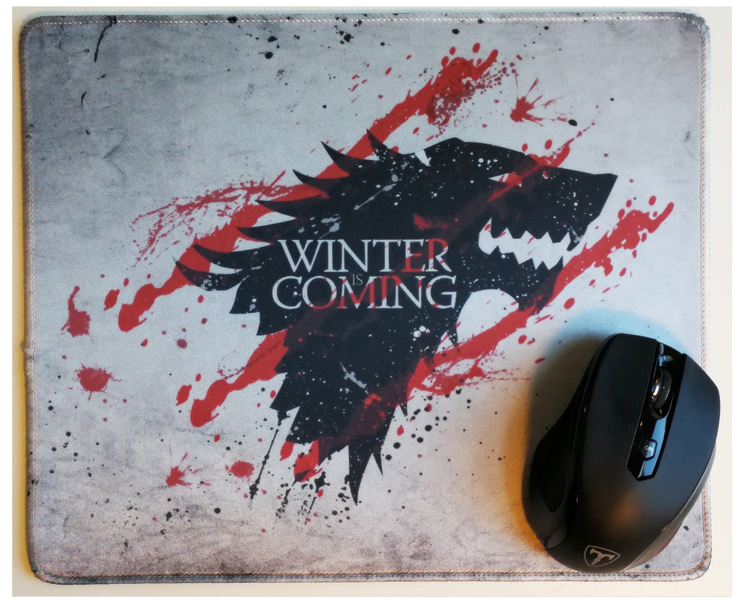 12x10 Inch Game of Thrones Winter Is Coming North Wolf Mouse Pad - Large Non-Slip Waterproof Gaming Mousepad for PC, Laptop, Office & Home Use