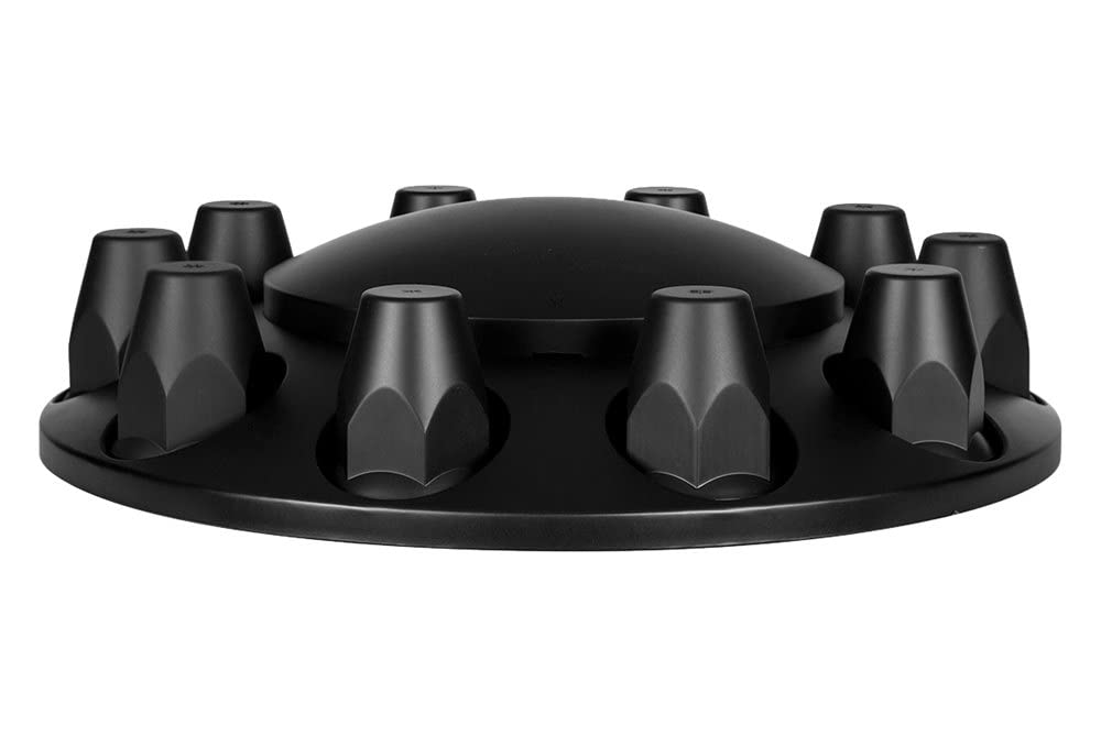 United Pacific 10354 Dome Axle Cover Kit - 33mm Standard Thread-On Nut Covers with Tool, ABS Plastic, Universal Fit for Trucks & Trailers, Matte Black - Heavy Duty Protection for Wheels & Axles