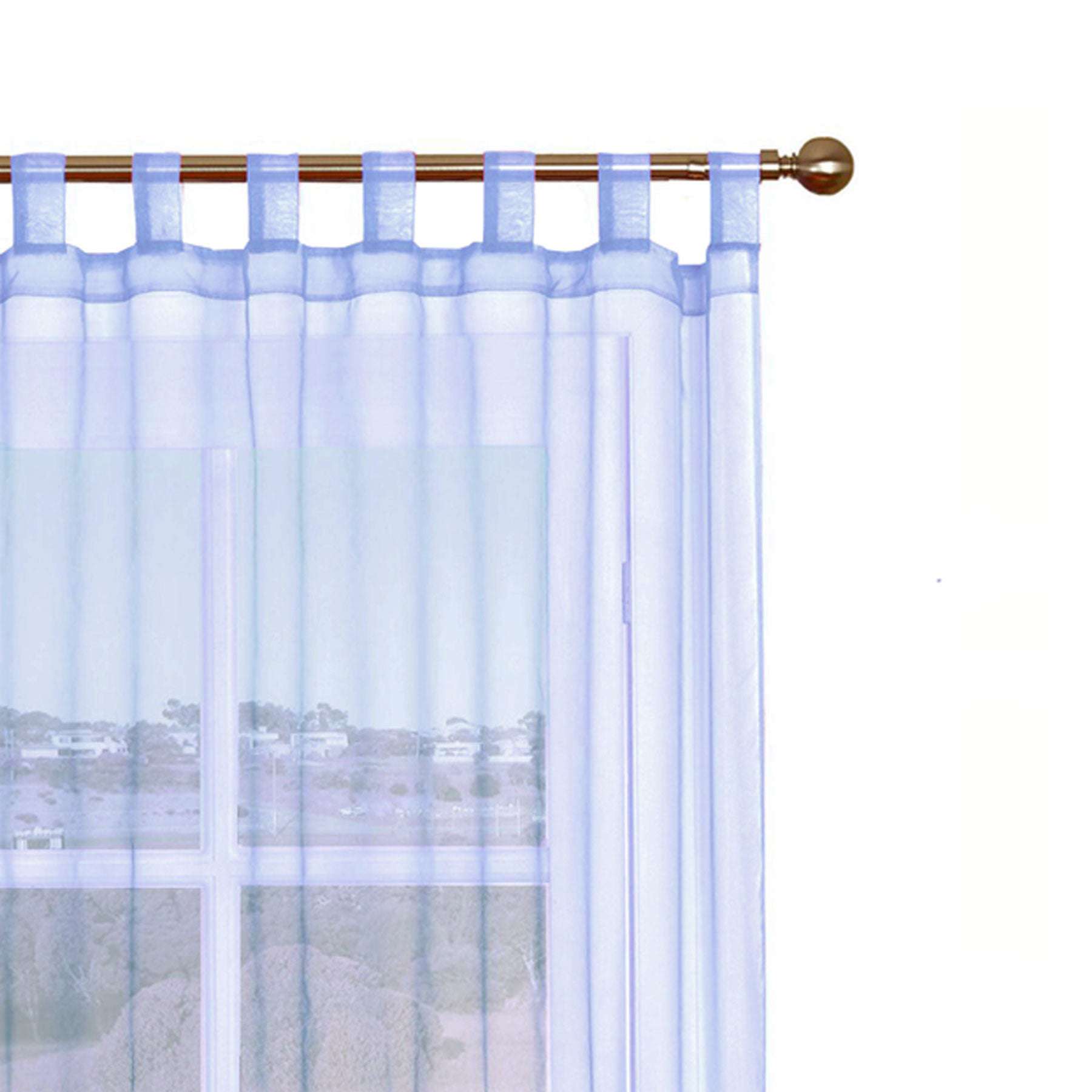 1 Piece Blue Organza Tab Top Curtain 110 x 213 cm (43 x 84 Inches) - Sheer Window Treatment for Living Room, Bedroom & Wedding Decor