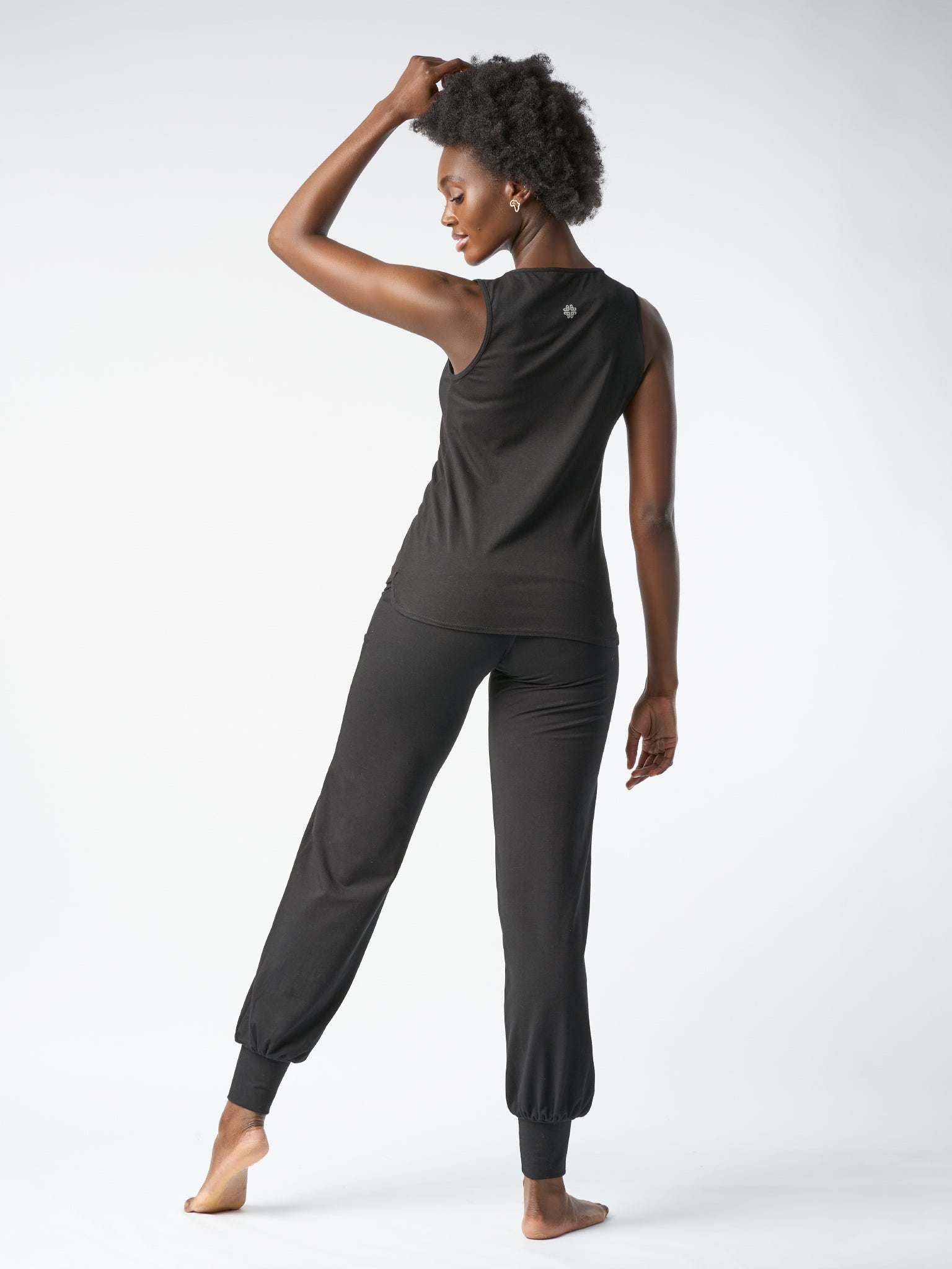 Gossypium Aspire Harem Pants for Women - Comfortable Black Cotton Lounge Pants for Yoga, Meditation, and Home Relaxation
