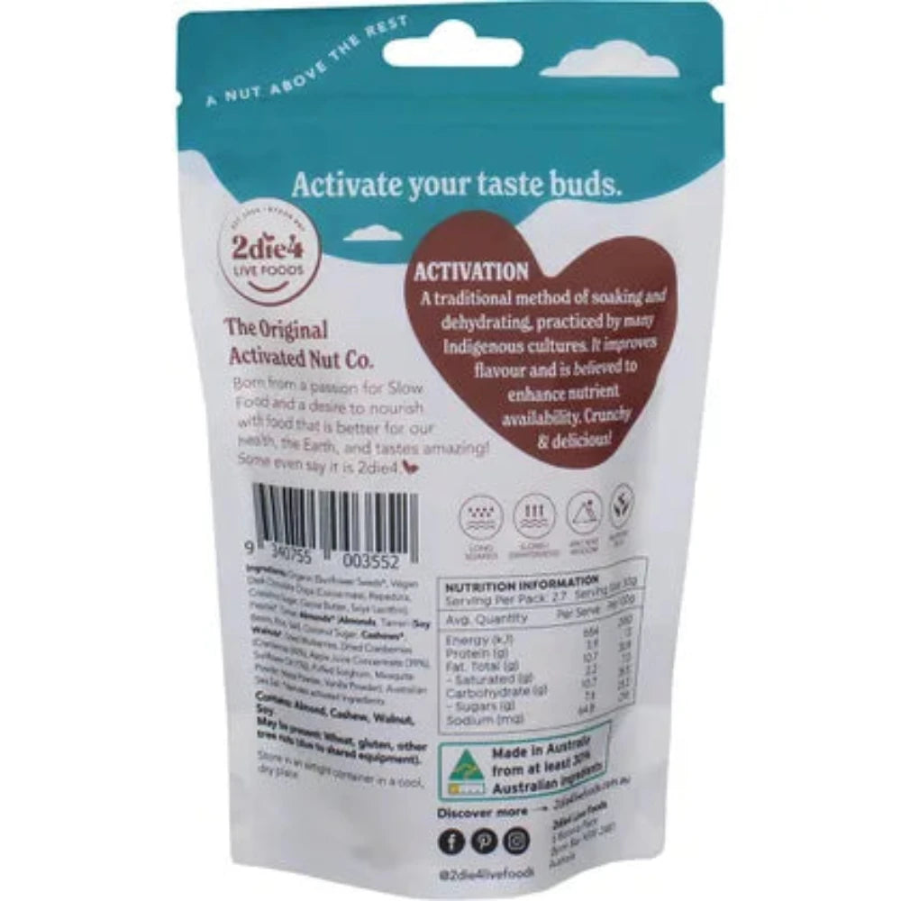 2DIE4 LIVE FOODS Organic Activated Trail Mix 80g - Healthy Snack for Hiking, Camping & Office - Non-GMO, Vegan, Gluten-Free Energy Boost