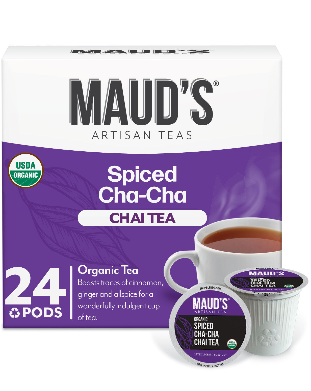 Organic Chai Tea Pods by Maud's - Premium Spiced Tea for Keurig & Nespresso Machines - Perfect for Morning Energy & Relaxing Evenings