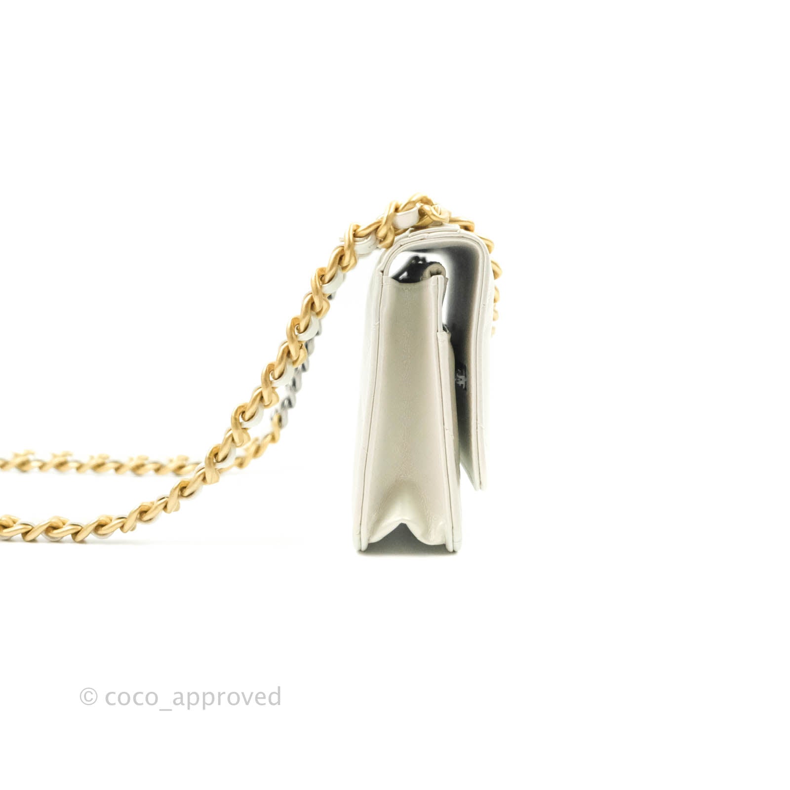 Chanel 19 Quilted Wallet on Chain WOC in Iridescent White with Mixed Hardware - Luxury Crossbody Bag for Women, Perfect for Evening Events & Daily Use