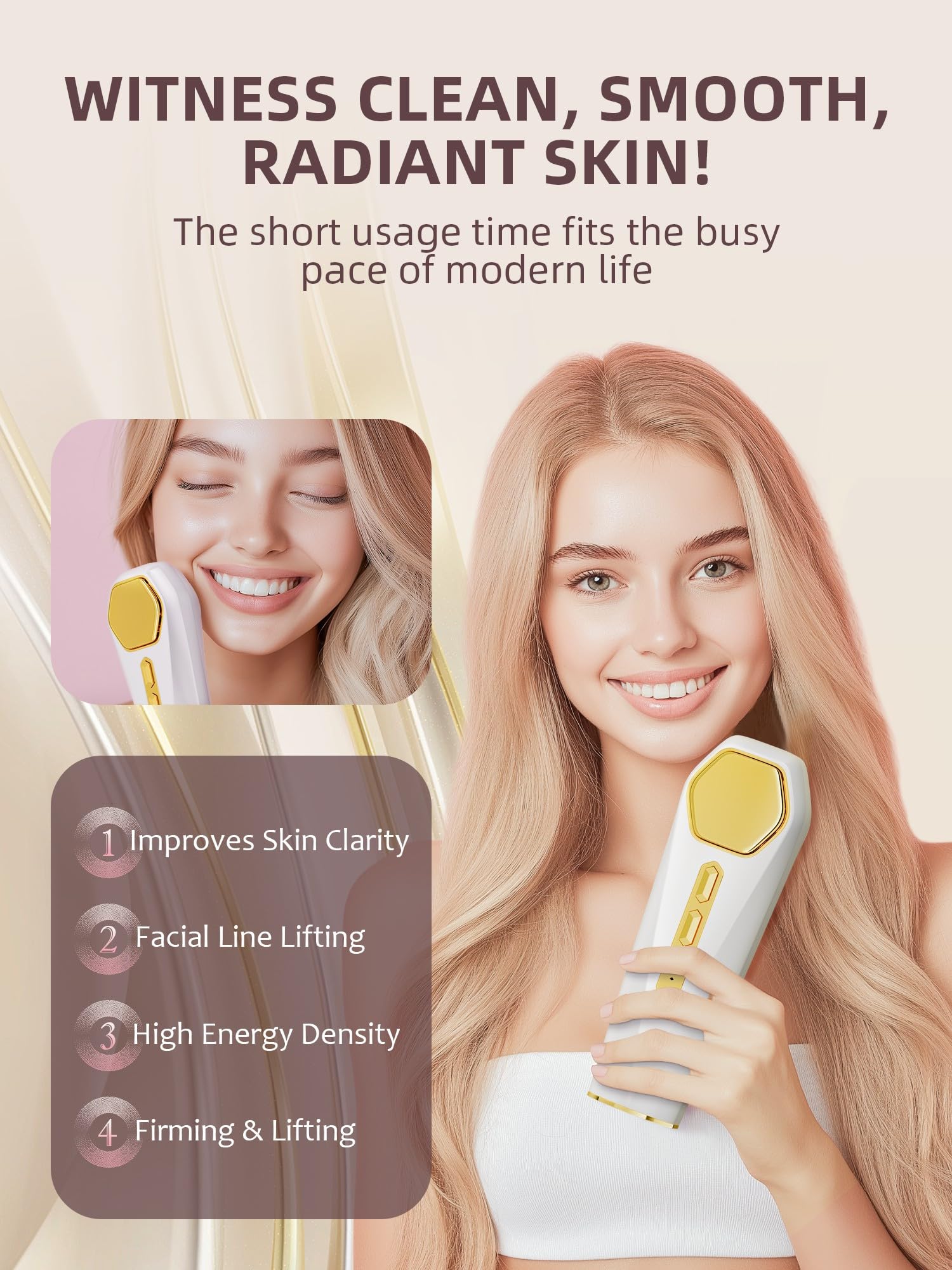 Facial Massager for Face & Neck - Anti-Aging Skin Care Device with Deep Radiance, Reduces Dullness - Perfect Birthday Gift for Women | At-Home Spa & Travel Skincare Essential