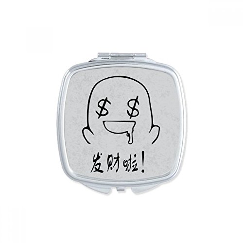 DIYthinker Black Cute Chat Happy Square Mirror - Portable Compact Double Sided Pocket Makeup Mirror for Travel, Home Vanity & Handbag Essentials
