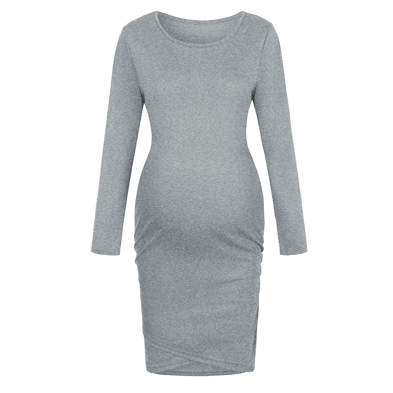 **Elegant Maternity Dress for Women - Long Sleeve Solid Color Casual Pregnancy Dress, Plus Size Lace Design - Perfect for Baby Showers, Maternity Photos & Everyday Wear**