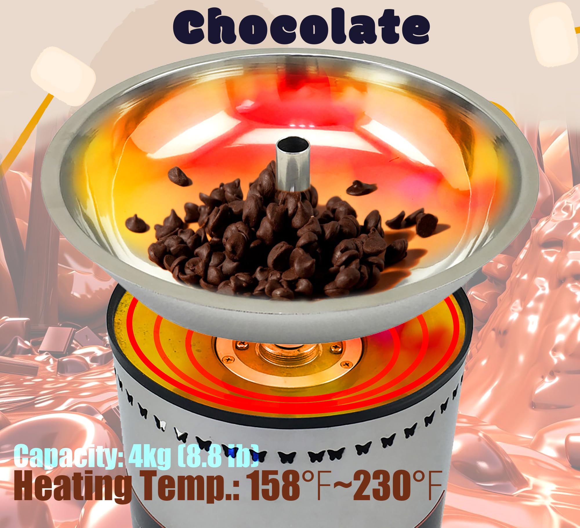 INTSUPERMAI 5-Tier Commercial Chocolate Fountain Machine - 304 Stainless Steel Digital Control Melting Warmer for Weddings, Parties, Events & Restaurants (110V) | Perfect for Dessert Buffets, Catering Services & DIY Chocolate Dipping Stations