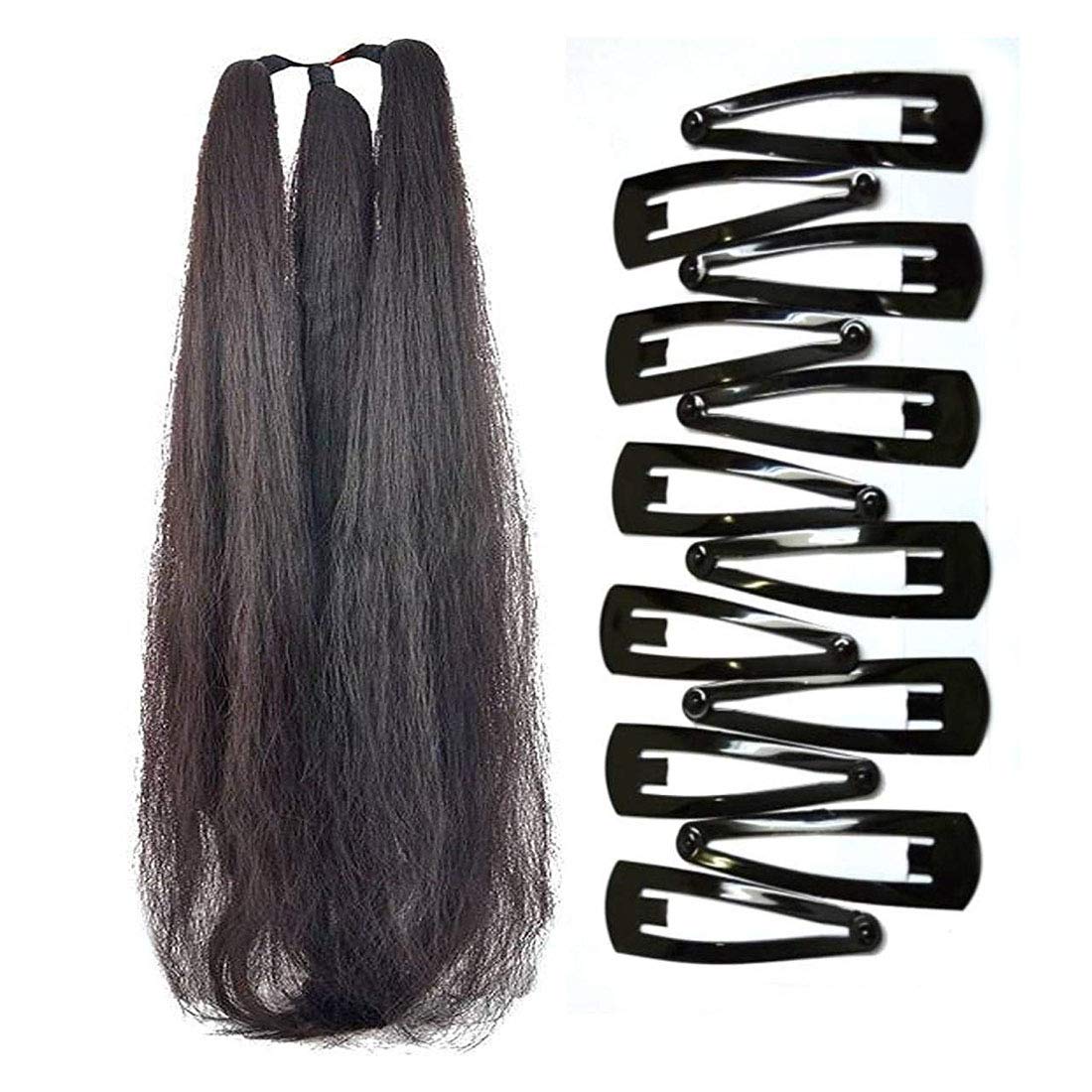42 Inch Natth Hair Parandi Choti Hair Extension with 12 Clips - Black Synthetic Hair Accessories for Women - Perfect for Weddings, Parties & Traditional Styling