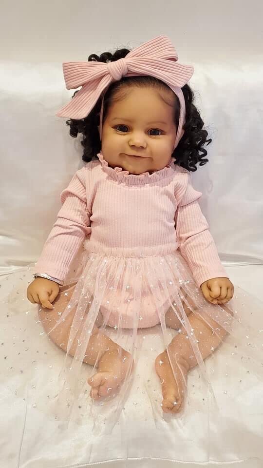 24 Inch Realistic African-American Reborn Baby Doll - Weighted Chubby Body with Visible Veins & Flexible Limbs - Lifelike Toddler Girl Doll for Collectors & Gift Giving - Perfect for Nursery Decor, Photography Props, and Therapeutic Play (Ages 3+)