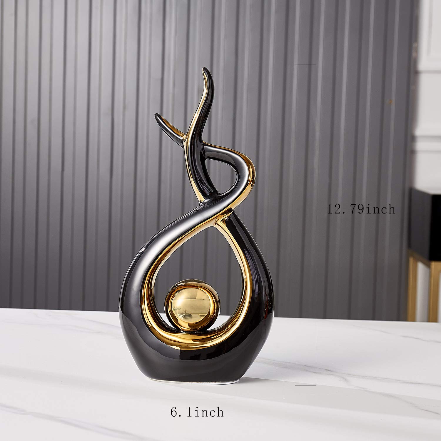 Modern Black Ceramic Statue - 12.2