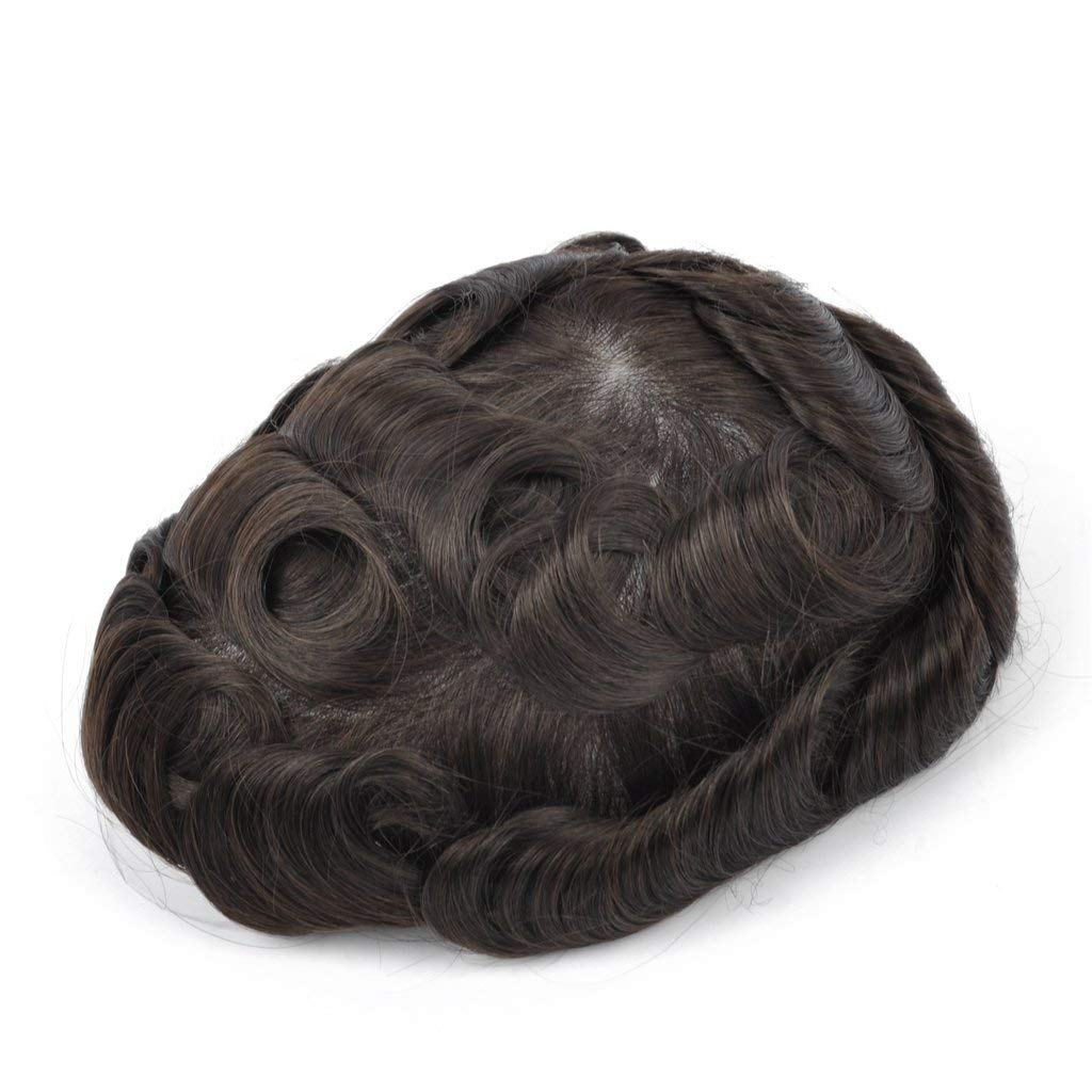 Custom Men's Human Hair System Replacement Toupee for Hair Loss & Alopecia - #2 Brown | Natural-Looking Hairpiece for Daily Wear & Special Occasions