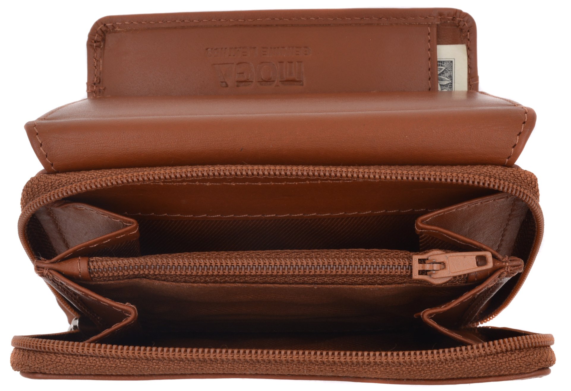 Genuine Leather Women's Trifold ID Card Holder Wallet with Zippered Compartment - Stylish & Compact RFID Blocking Wallet for Credit Cards, Cash & IDs - Perfect for Work, Travel & Everyday Use