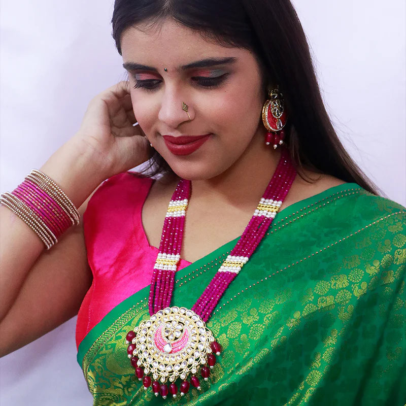 Luxury Gold Plated Royal Kundan Long Necklace for Women - Elegant Indian Bridal Jewelry for Weddings, Parties & Special Occasions