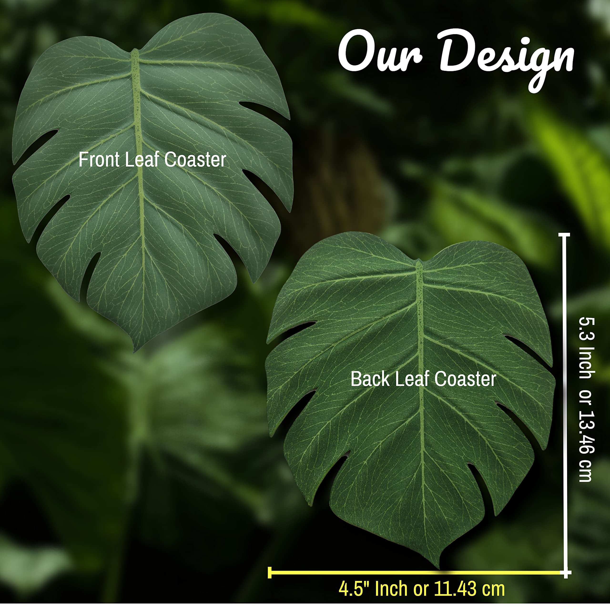 BKKDecor | 6-Pack Monstera Leaf Coasters for Drinks - Waterproof & Heat-Resistant Tropical Home Decor | Perfect for Parties, Weddings & Housewarming Gifts | Stylish Table Protection for Coffee, Wine & Cocktail Glasses