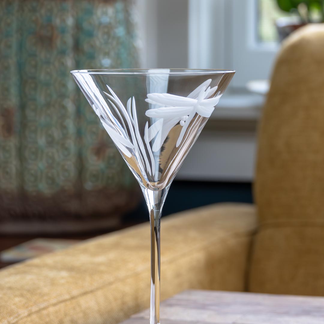 Premium Dragonfly 10oz Martini Cocktail Glasses Set of 4 - Elegant Barware for Cocktail Parties, Home Entertaining & Gift Giving
