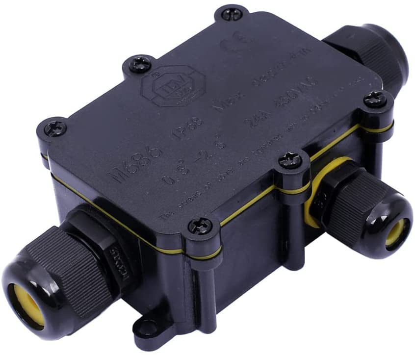 Waterproof IP68 3-Cable Junction Box - Electrical Connector for Outdoor Use