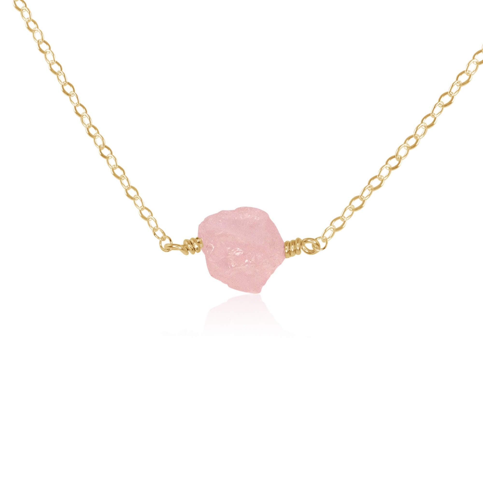 Raw Rose Quartz Crystal Nugget Necklace - Natural Healing Stone Jewelry for Women, Chakra Balancing, Spiritual Gift | Perfect for Meditation, Yoga & Everyday Wear