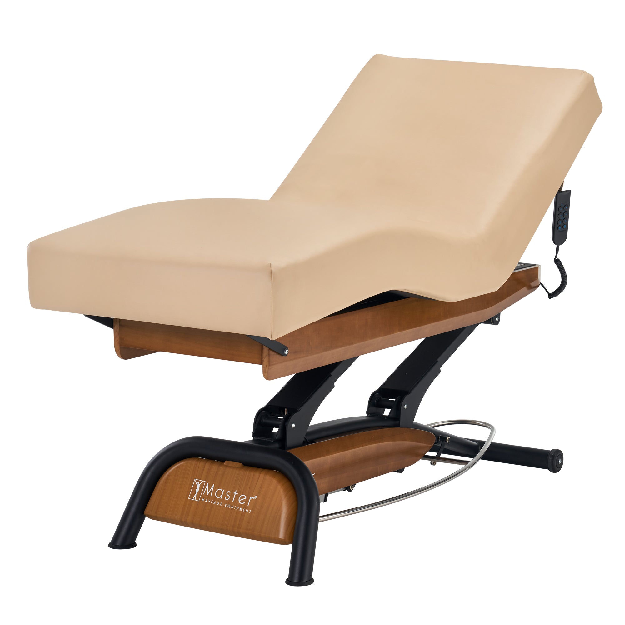 Premium Electric Lift Massage Table - Deluxe Spa Salon Stationary Bed with Cream Top & Solid Oak Base for Professional Massage Therapy & Relaxation