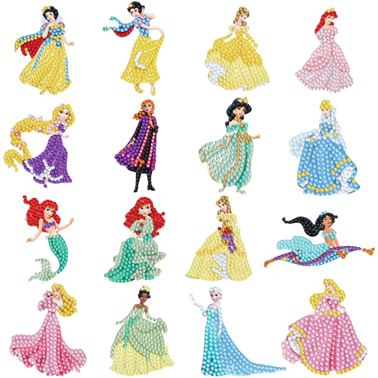 16 Pcs Diamond Art Stickers Kits for Kids & Adults - DIY Cartoon Paint by Numbers Mosaic Stickers, Fun Arts & Crafts Activity for Beginners - Perfect for Home Decor, Scrapbooking & Gift Making