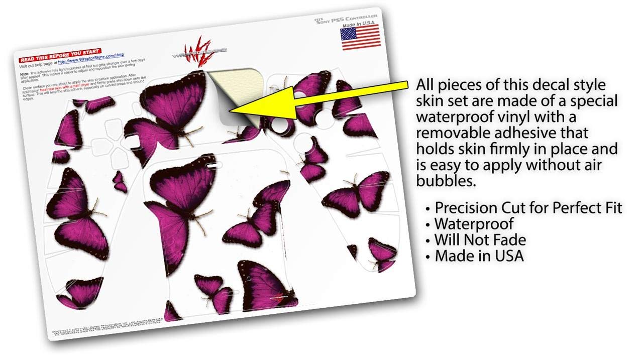 PS5 DualSense Controller Skin Wrap - Butterflies Purple for Gaming Protection
