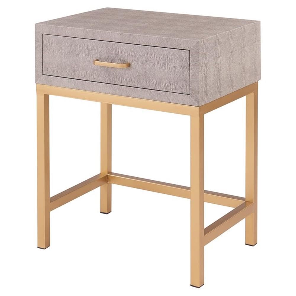 Brown/Gray Shagreen End Table with 1 Drawer - Set of 2 - Modern Side Table for Living Room, Bedroom, or Office - Home Square
