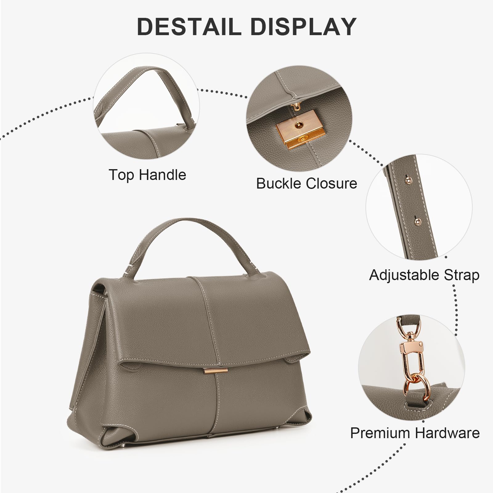 Luxury Faux Leather Top Handle Bag for Women - Work & Business Tote Purse