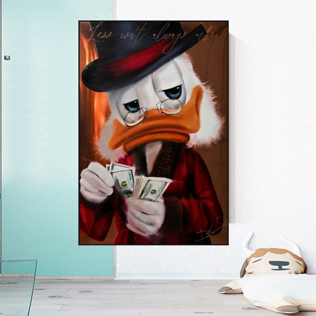 Scrooge McDuck Money Counting Millionaire Canvas Wall Art - Disney DuckTales Inspired Decor for Home Office & Kids Room
