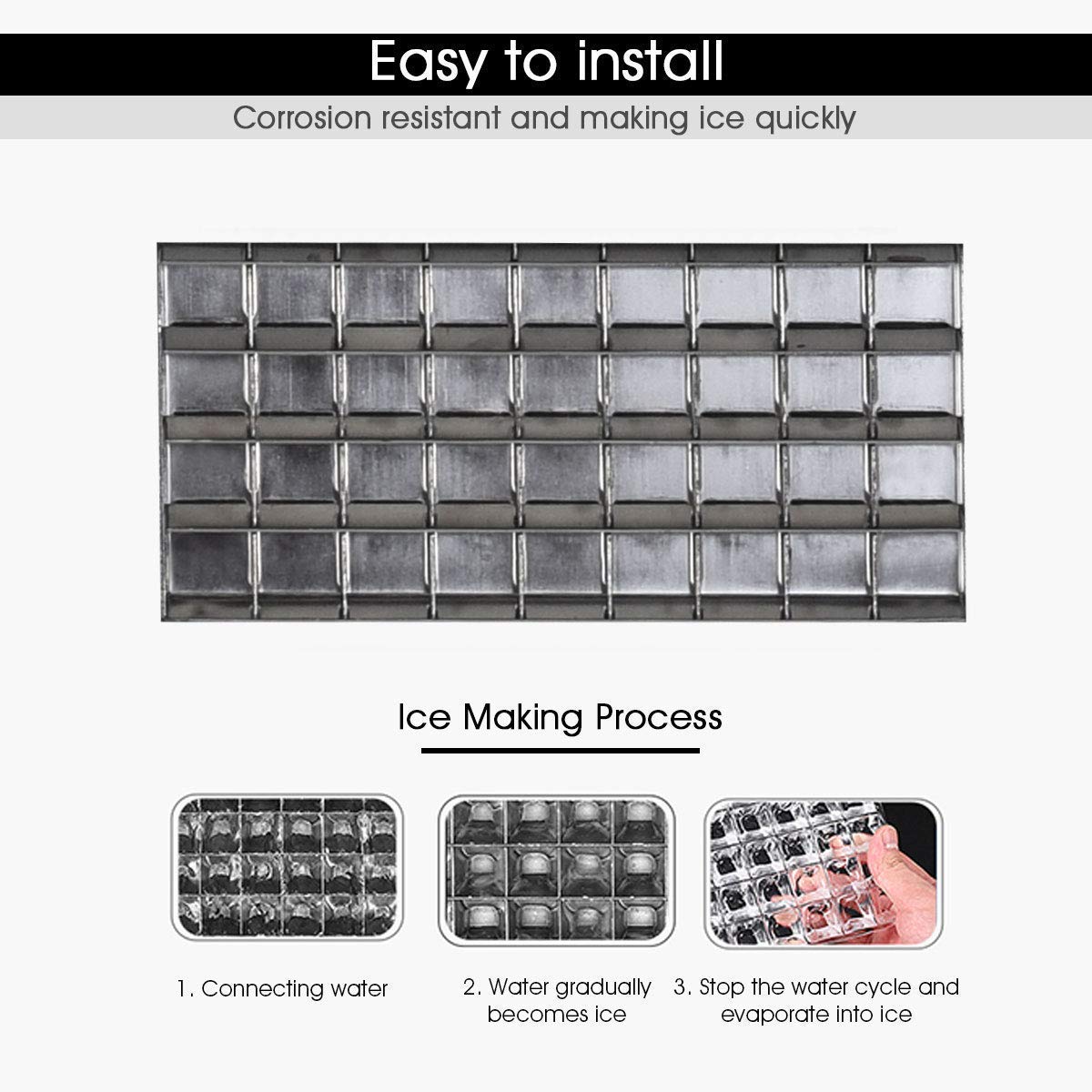 MAT EXPERT Commercial & Home Ice Maker Machine - 33lbs Stainless Steel Electric Ice Cube Maker with Storage Bin & Ice Shovel - Free Standing for Restaurants, Bars, Coffee Shops, Parties & Home Use - Perfect for Beverage Service, Cocktails & Entertaining