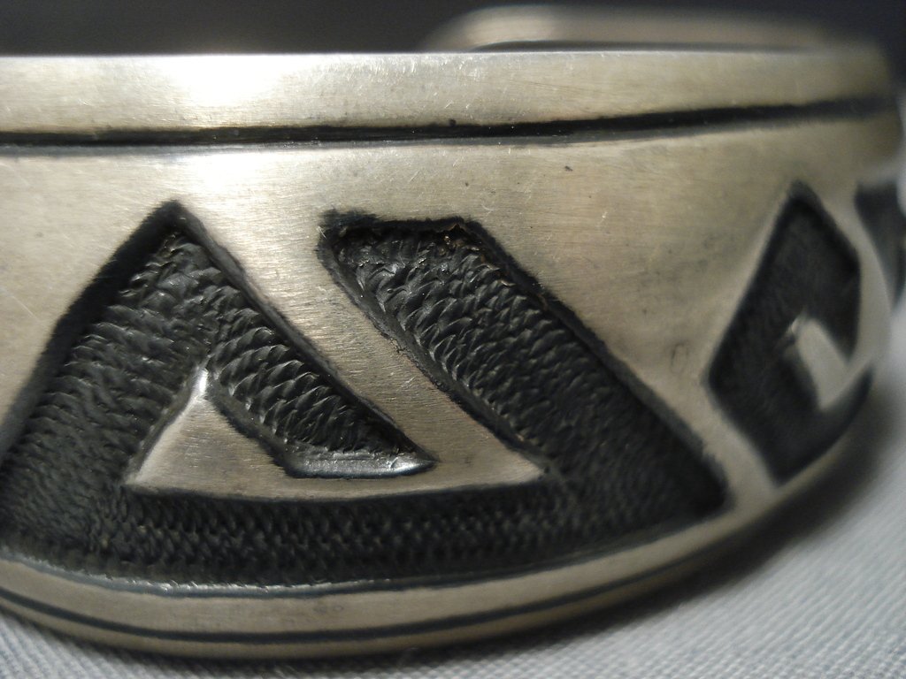 Vintage Native American Hopi Sterling Silver Bracelet with Dramatic Scene - Handcrafted Cuff for Women, Boho Chic Jewelry, Perfect for Festivals & Special Occasions