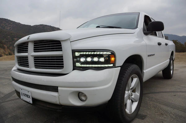 AlphaRex NOVA LED Projector Headlights Chrome for Dodge Ram 1500 (2002-2005) & 2500/3500 (2003-2005) - High Performance Lighting for Off-Road & Night Driving